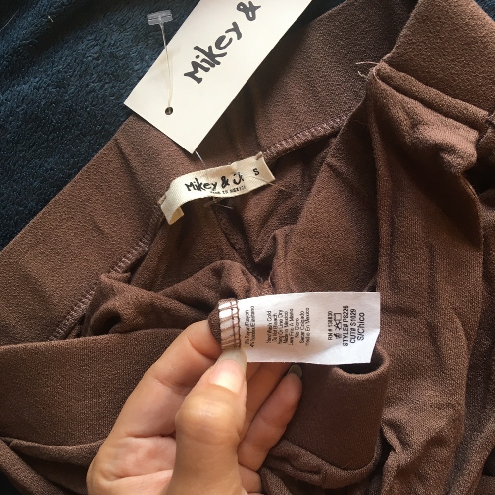 NWT Mikey & Joey Cappuccino Belted Palazzo Pants - Picture 3 of 3